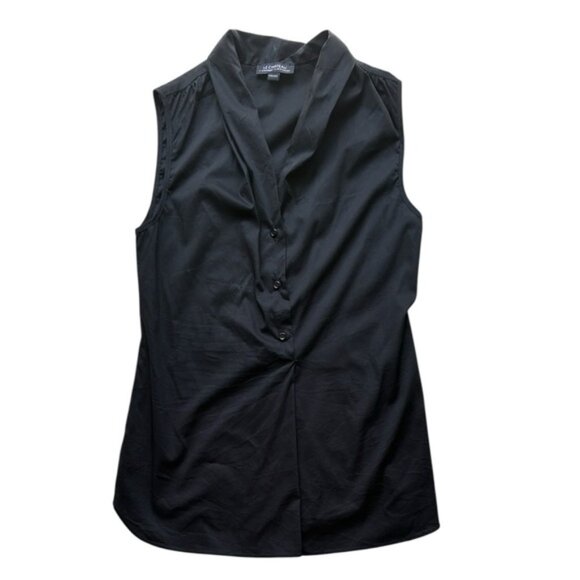 Le Château Black Sleeveless Collared Button Blouse Made in Canada 🇨🇦 Size XXS - Picture 1 of 11